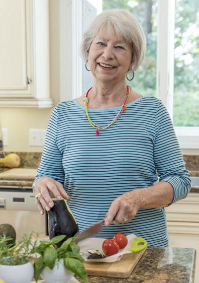 chopping an eggplant